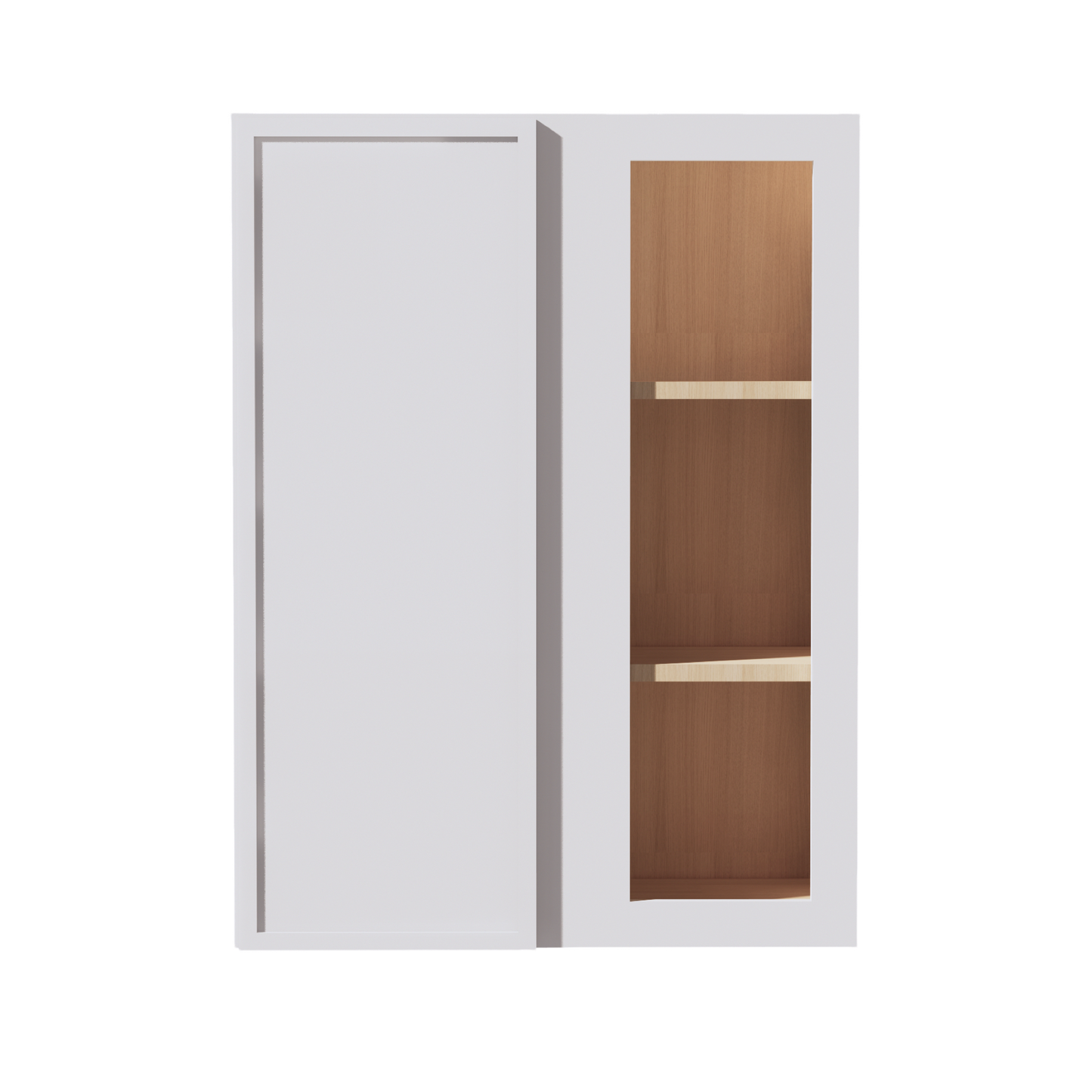 SF-WBC2736: Frost White Slim Shaker 27"W x 36"H 1 Door & 2 Shelves Wall Blind Corner Cabinets