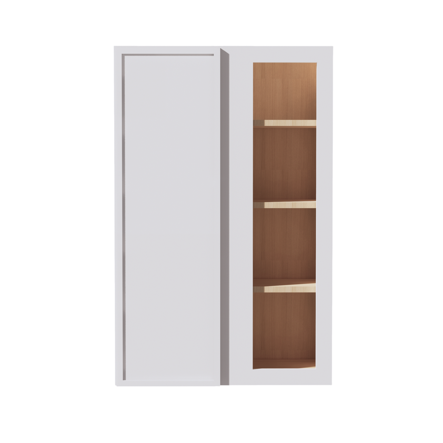 SF-WBC2742: Frost White Slim Shaker 27"W x 42"H 1 Door & 2 Shelves Wall Blind Corner Cabinets