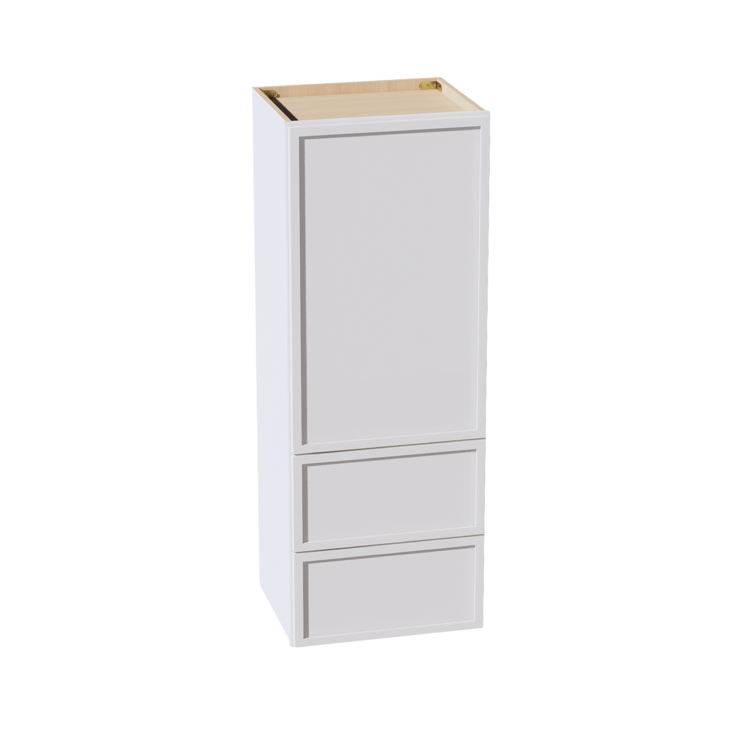 SF-WD1848: Frost White Slim Shaker 18"W x 48"H 1 Door & 2 Drawers Special Wall Cabinet