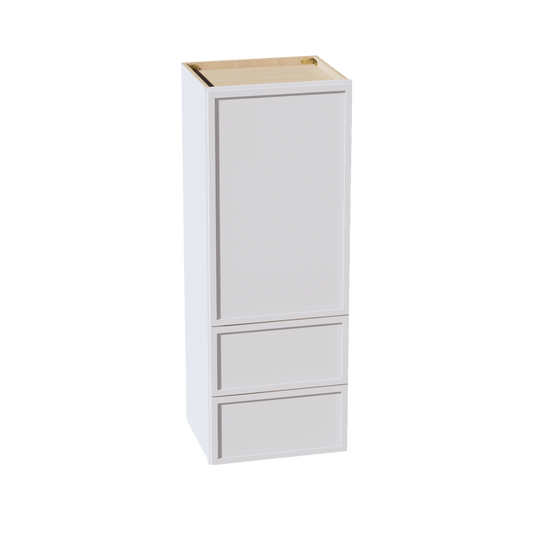 SF-WD1848: Frost White Slim Shaker 18"W x 48"H 1 Door & 2 Drawers Special Wall Cabinet