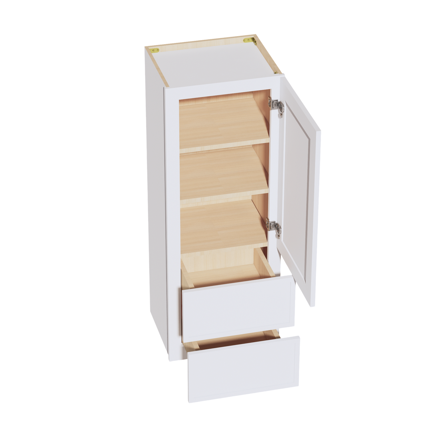 SF-WD1848: Frost White Slim Shaker 18"W x 48"H 1 Door & 2 Drawers Special Wall Cabinet