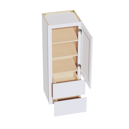 SF-WD1848: Frost White Slim Shaker 18"W x 48"H 1 Door & 2 Drawers Special Wall Cabinet