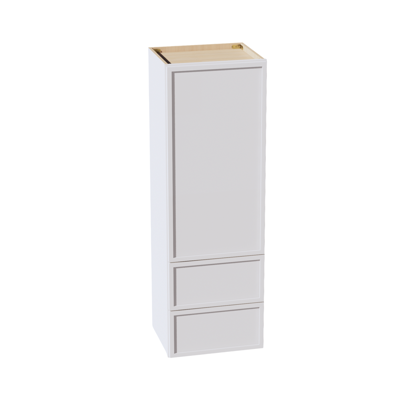 SF-WD1854: Frost White Slim Shaker 18"W x 54"H 1 Door & 2 Drawers Special Wall Cabinet