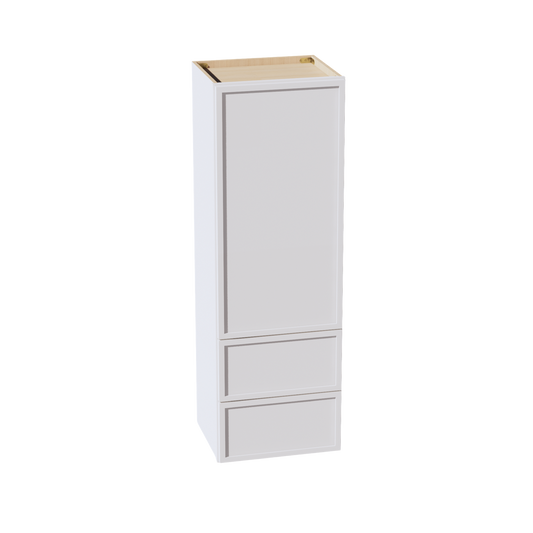 SF-WD1854: Frost White Slim Shaker 18"W x 54"H 1 Door & 2 Drawers Special Wall Cabinet