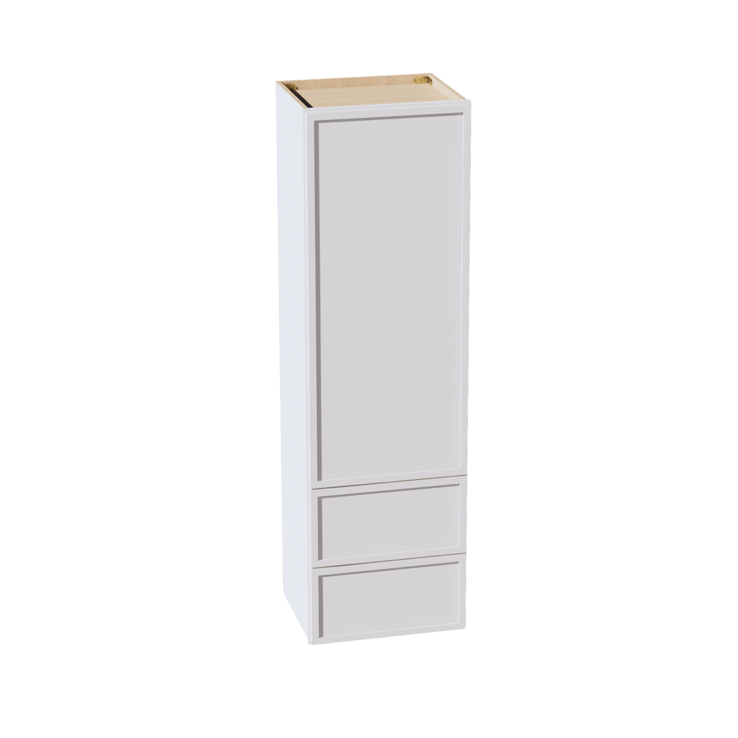 SF-WD1860: Frost White Slim Shaker 18"W x 60"H 1 Door & 2 Drawers Special Wall Cabinet