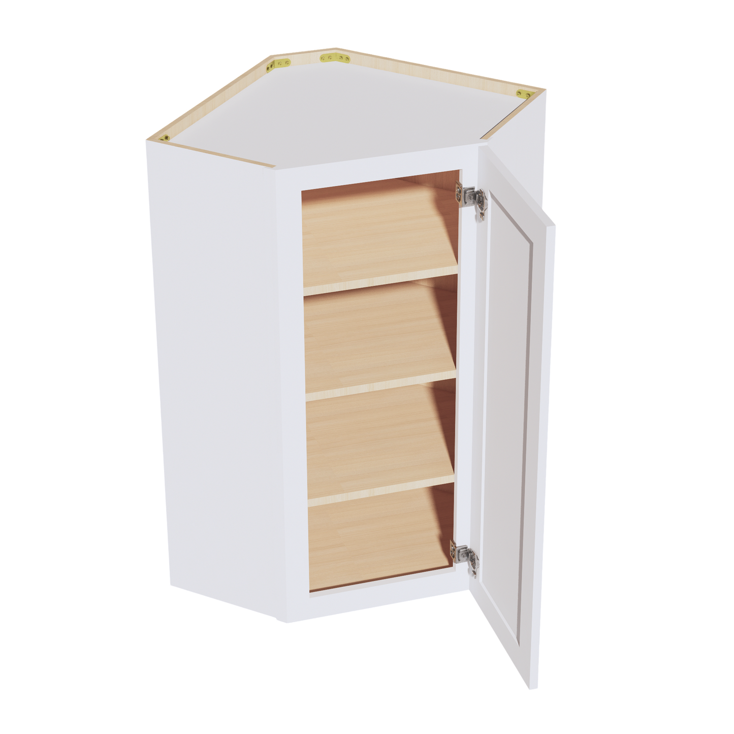 SF-WDC2442: Frost White Slim Shaker 24"W x 42"H 1 Door & 2 Shelves Diagonal Wall Corner Cabinet