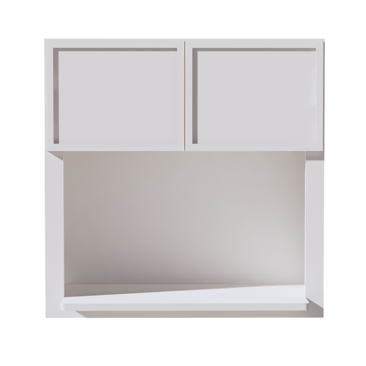 SF-WM3030: Frost White Slim Shaker 30"W x 30"H 2 Doors Wall Built-in Microwave Cabinets