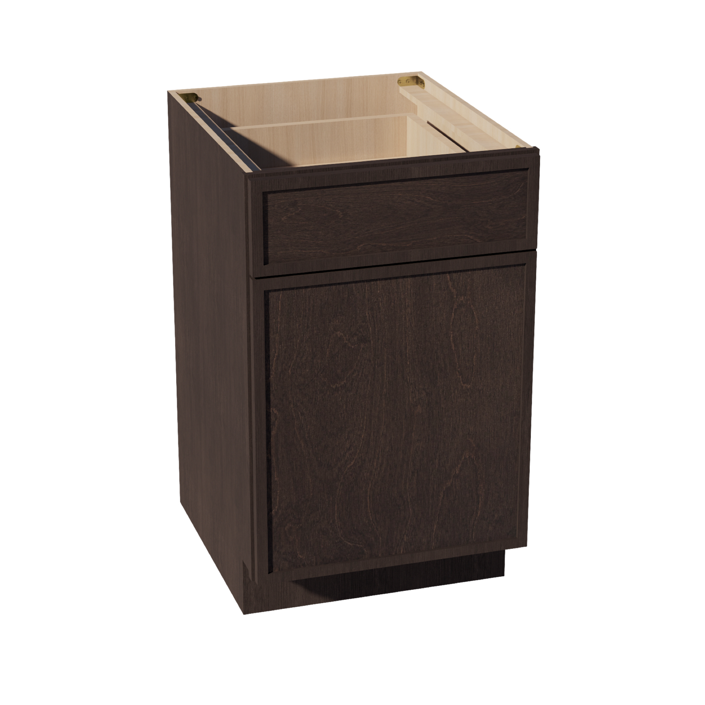 SM-B21: Mocha Brown Slim Shaker 21" 1 Drawer 1 Door Standard Base Cabinet