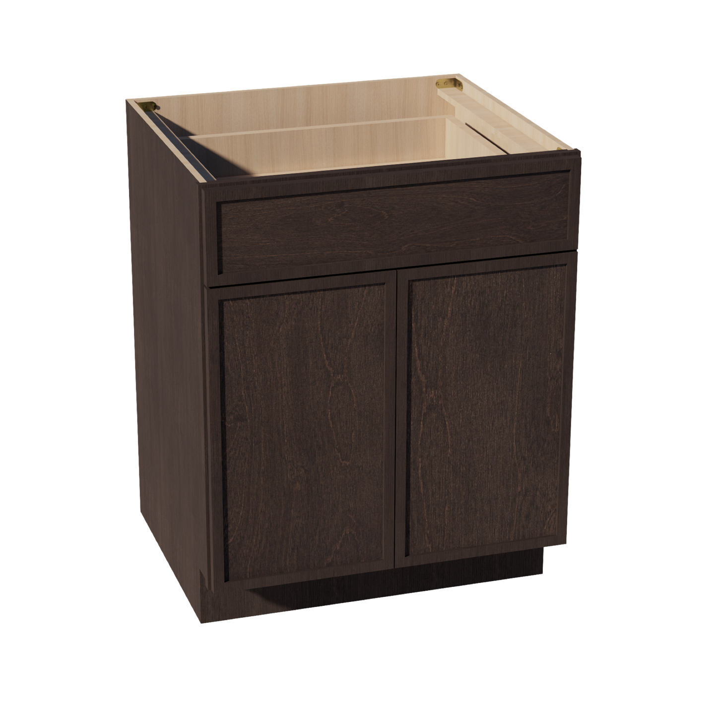 SM-B27: Mocha Brown Slim Shaker 27" 1 Drawer 2 Doors Standard Base Cabinet