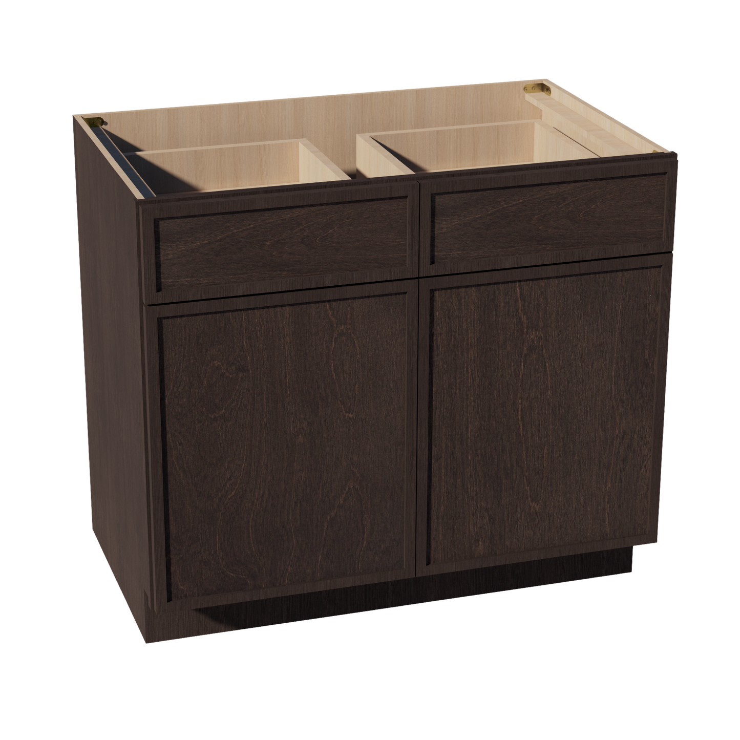 SM-B39: Mocha Brown Slim Shaker 39" 2 Drawers 2 Doors Standard Base Cabinet