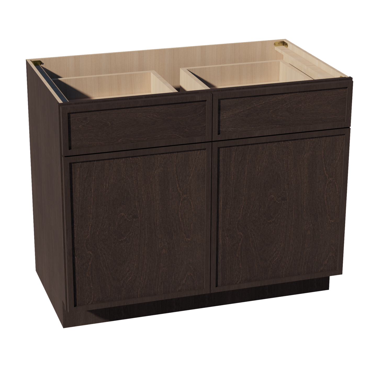 SM-B42: Mocha Brown Slim Shaker 42" 2 Drawers 2 Doors Standard Base Cabinet