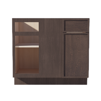 SM-BBC39/42: Mocha Brown Slim Shaker 39" 1 Door - 1 Drawer Blind Corner Base Cabinet