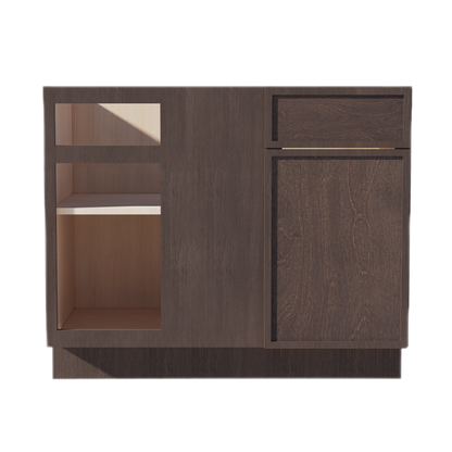 SM-BBC42/45: Mocha Brown Slim Shaker 42" 1 Door - 1 Drawer Blind Corner Base Cabinets