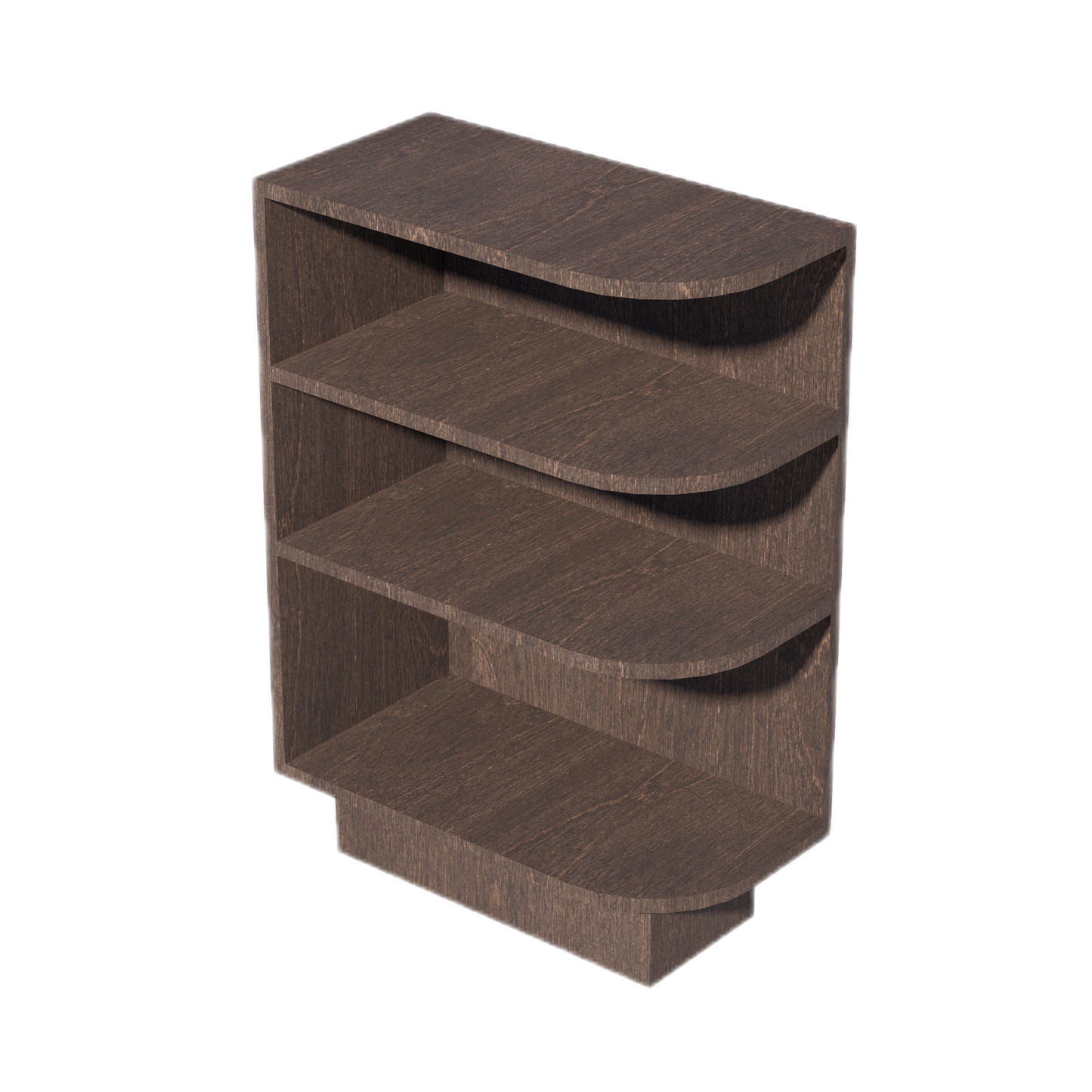 SM-BES12L: Mocha Brown Slim Shaker 12" 4 Shelves End Shelf Corner Base Cabinets (Left Open)