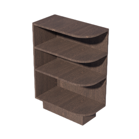 SM-BES12L: Mocha Brown Slim Shaker 12" 4 Shelves End Shelf Corner Base Cabinets (Left Open)