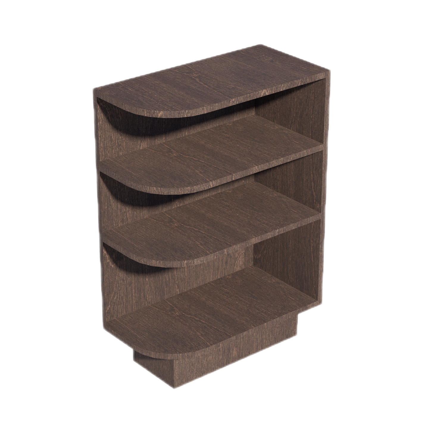 SM-BES12R: Mocha Brown Slim Shaker 12" 4 Shelves End Shelf Corner Base Cabinets (Right Open)