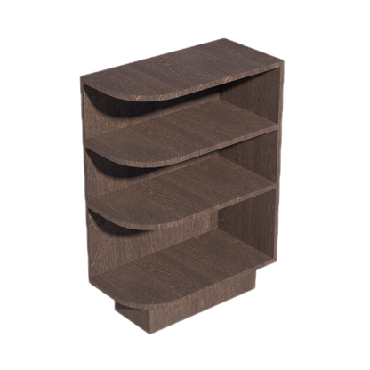 SM-BES12R: Mocha Brown Slim Shaker 12" 4 Shelves End Shelf Corner Base Cabinets (Right Open)