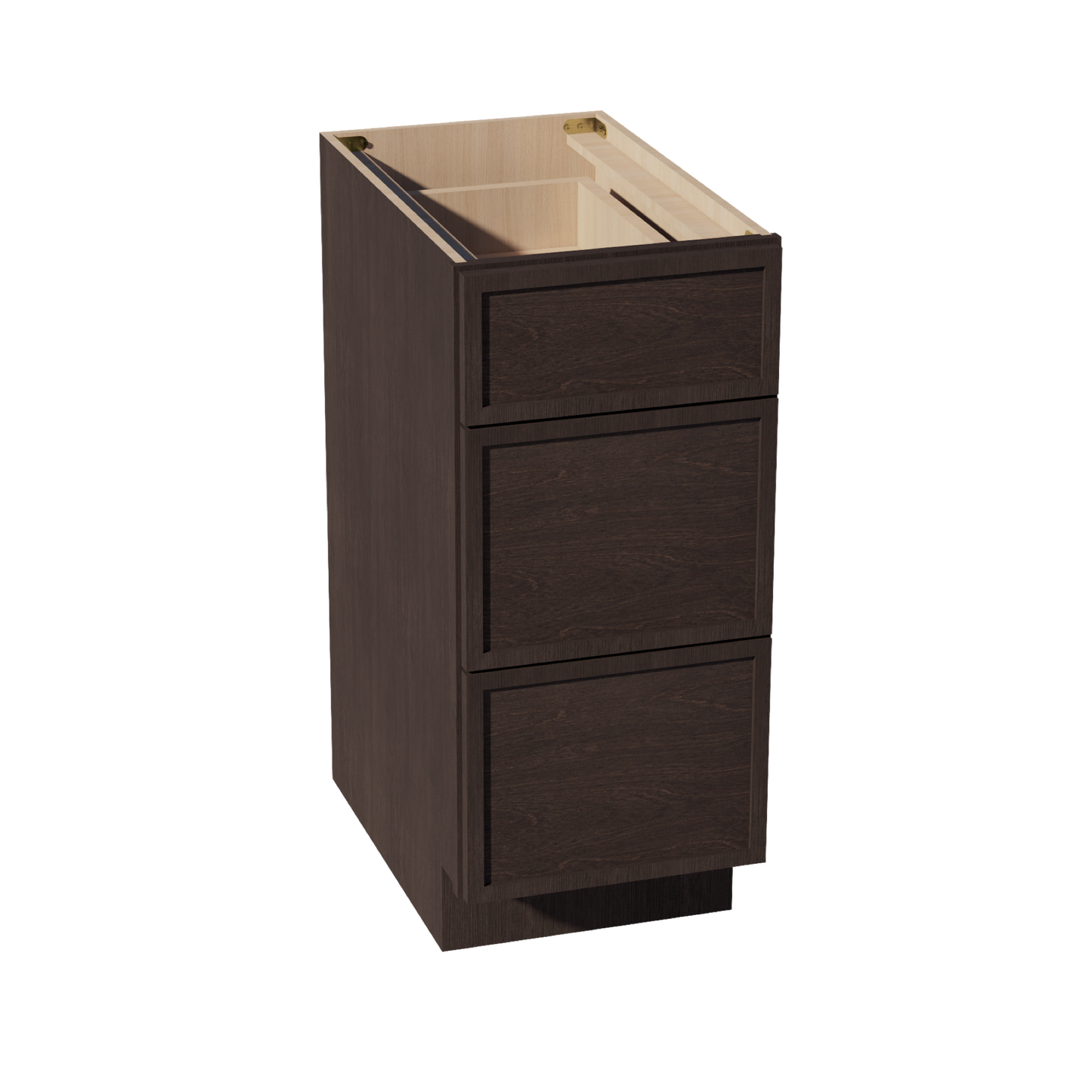 SM-DB15: Mocha Brown Slim Shaker 15" 3 Drawers Base Cabinet