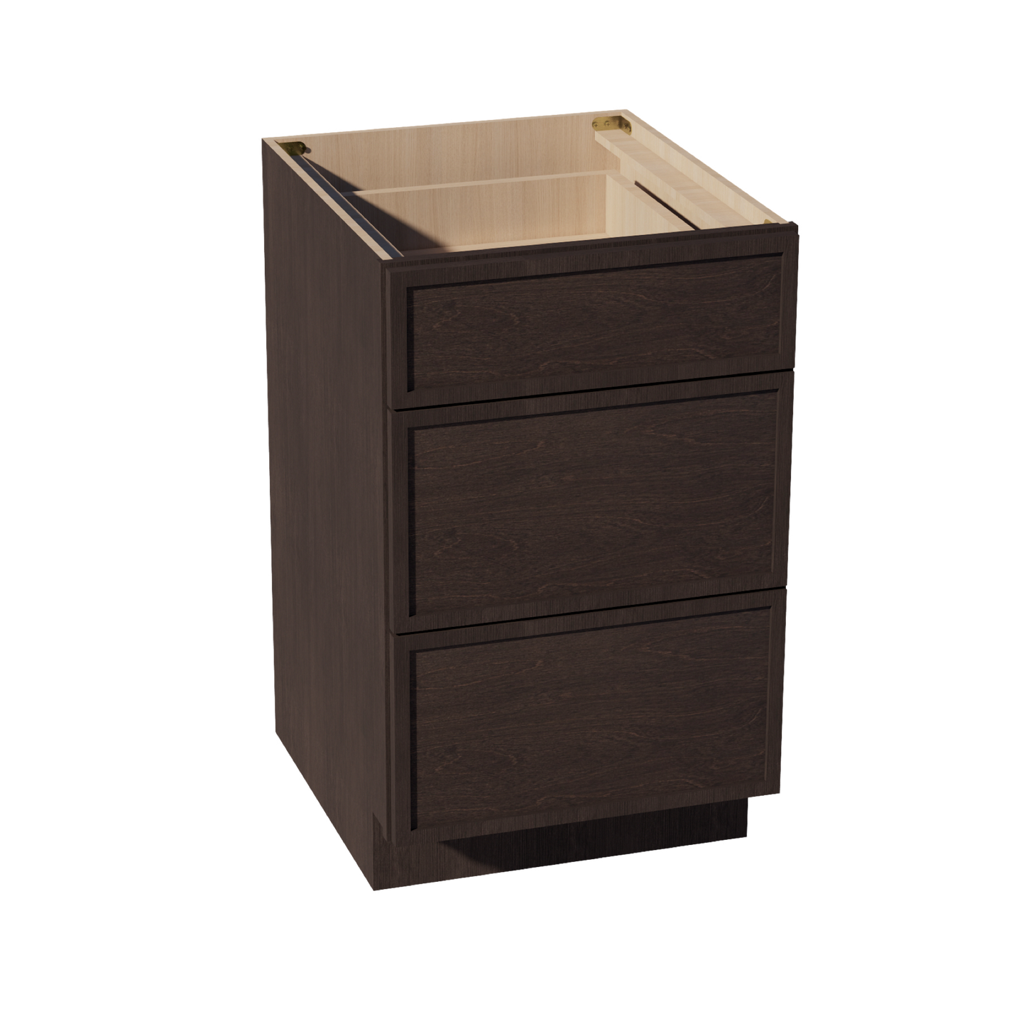 SM-DB21: Mocha Brown Slim Shaker 21" 3 Drawers Base Cabinet