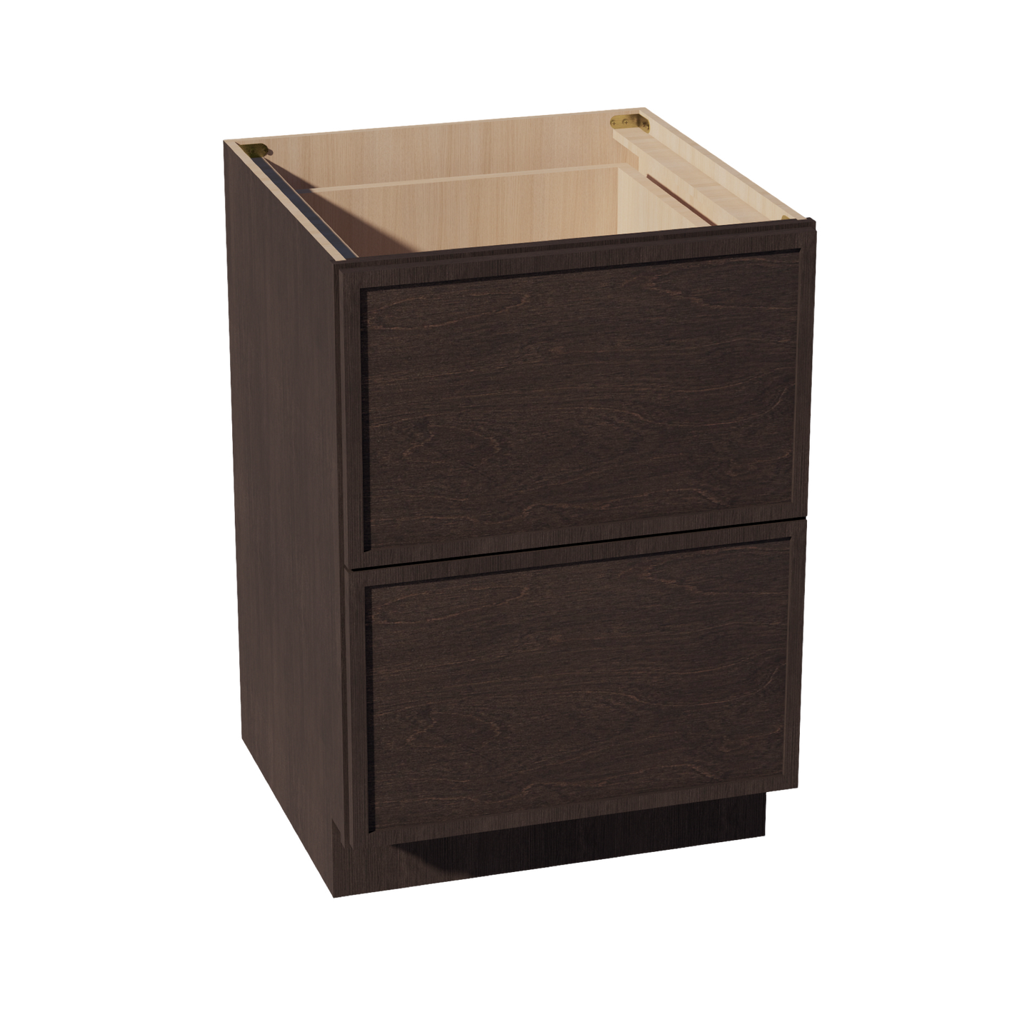 SM-DB24-2: Mocha Brown Slim Shaker 24" 2 Drawers Base Cabinet