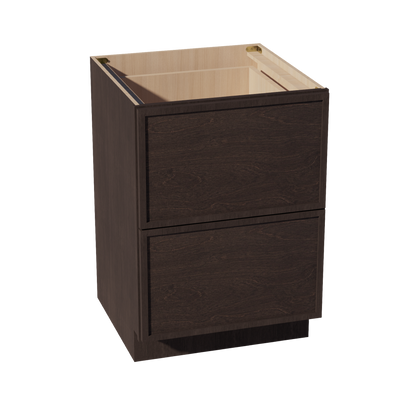 SM-DB24-2: Mocha Brown Slim Shaker 24" 2 Drawers Base Cabinet