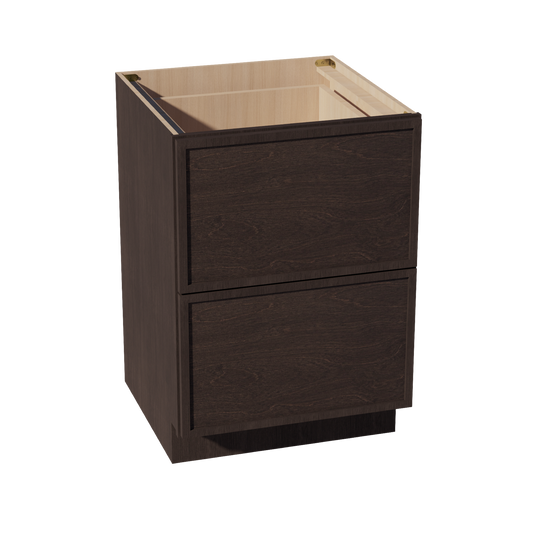 SM-DB24-2: Mocha Brown Slim Shaker 24" 2 Drawers Base Cabinet