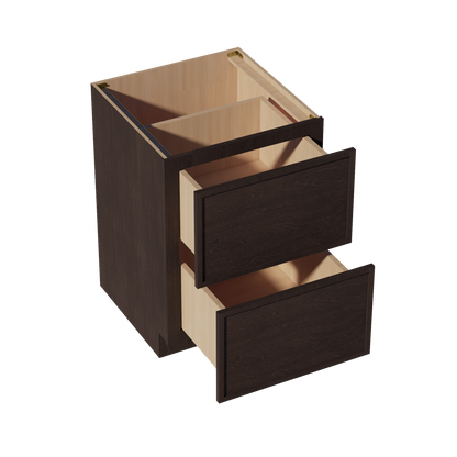 SM-DB24-2: Mocha Brown Slim Shaker 24" 2 Drawers Base Cabinet