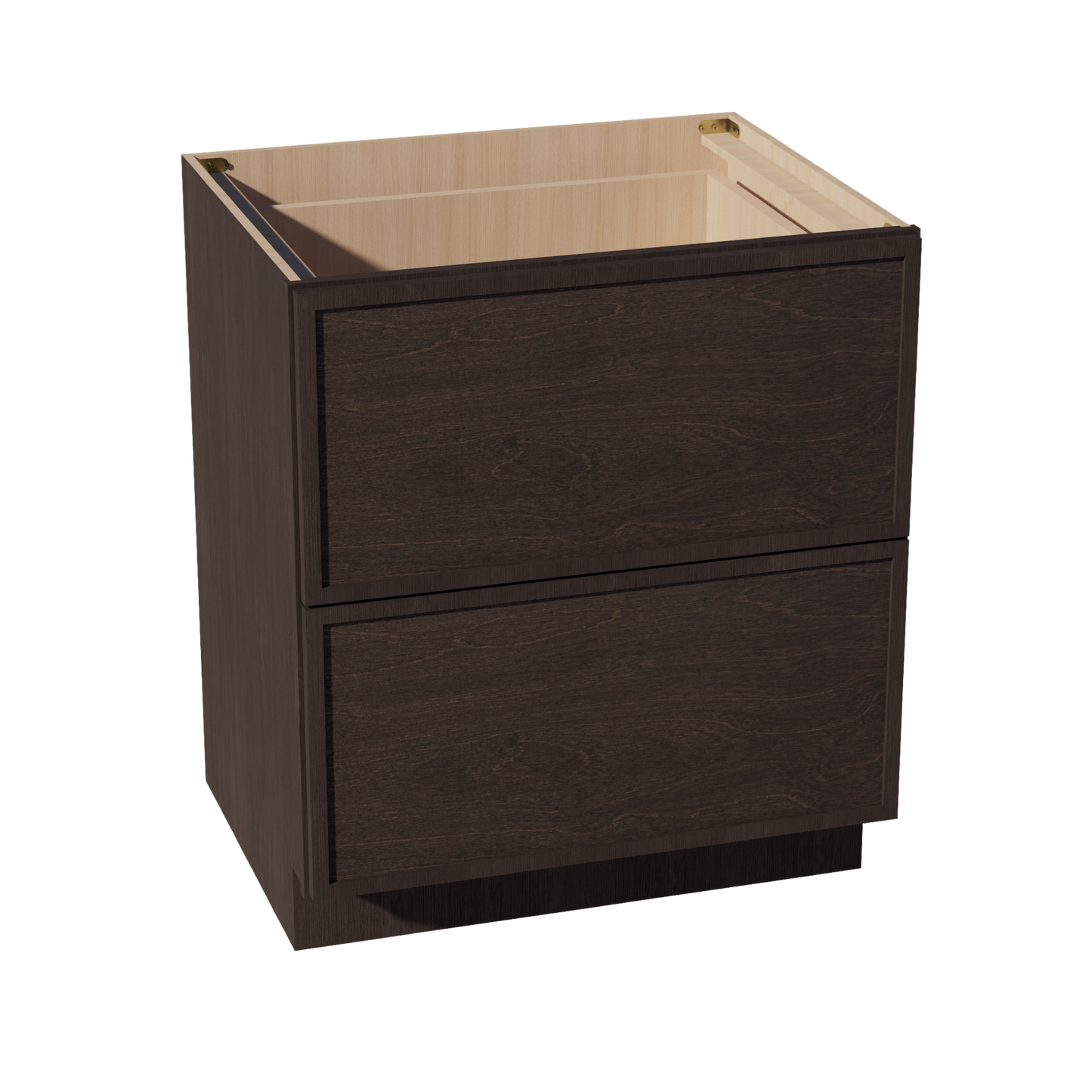 SM-DB30-2: Mocha Brown Slim Shaker 30" 2 Drawers Base Cabinet