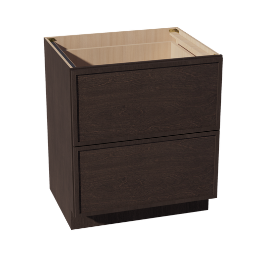 SM-DB30-2: Mocha Brown Slim Shaker 30" 2 Drawers Base Cabinet