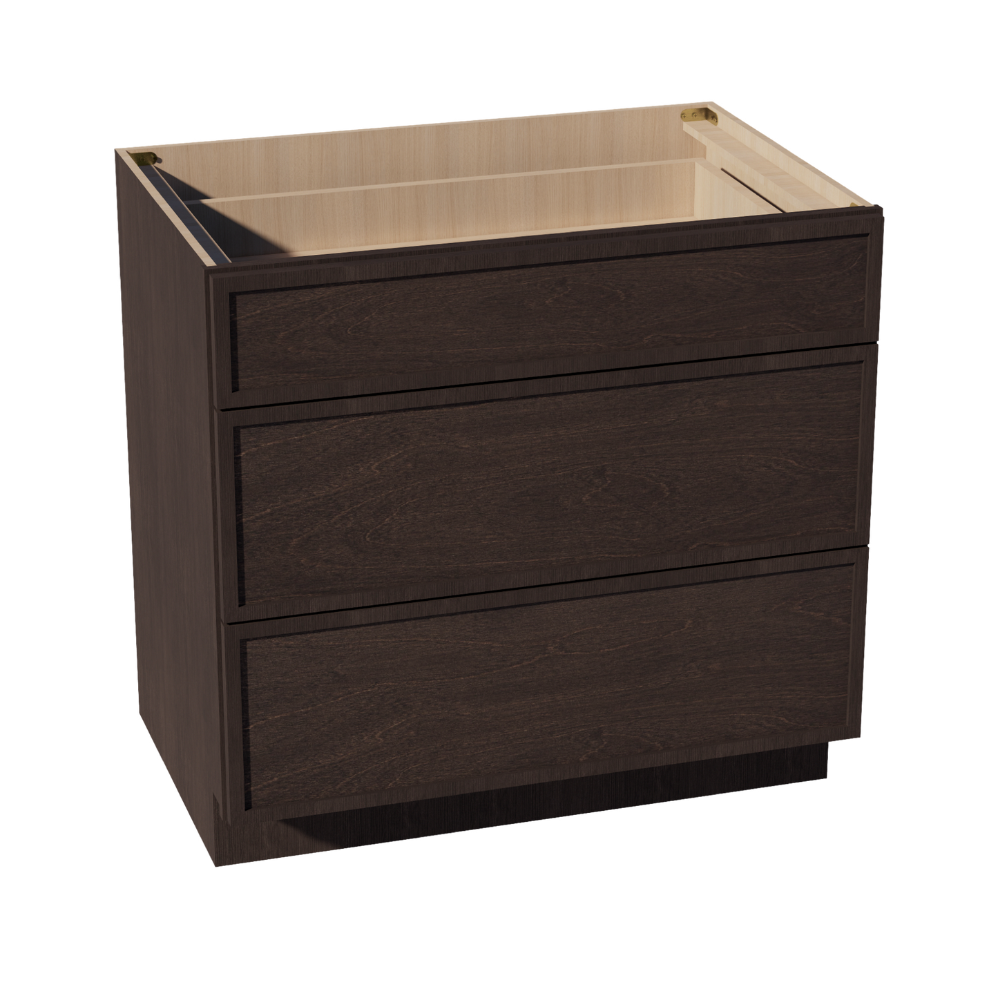 SM-DB36: Mocha Brown Slim Shaker 36" 3 Drawers Base Cabinet