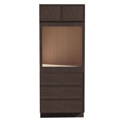 SM-OC3384: Mocha Brown Slim Shaker 33"W x 84"H x 24"D 2 Doors & 3 Drawers Tall Oven Shelf Cabinets