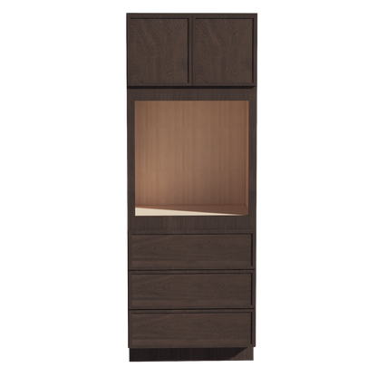 SM-OC3390: Mocha Brown Slim Shaker 33"W x 90"H x 24"D 2 Doors & 3 Drawers Tall Oven Shelf Cabinets