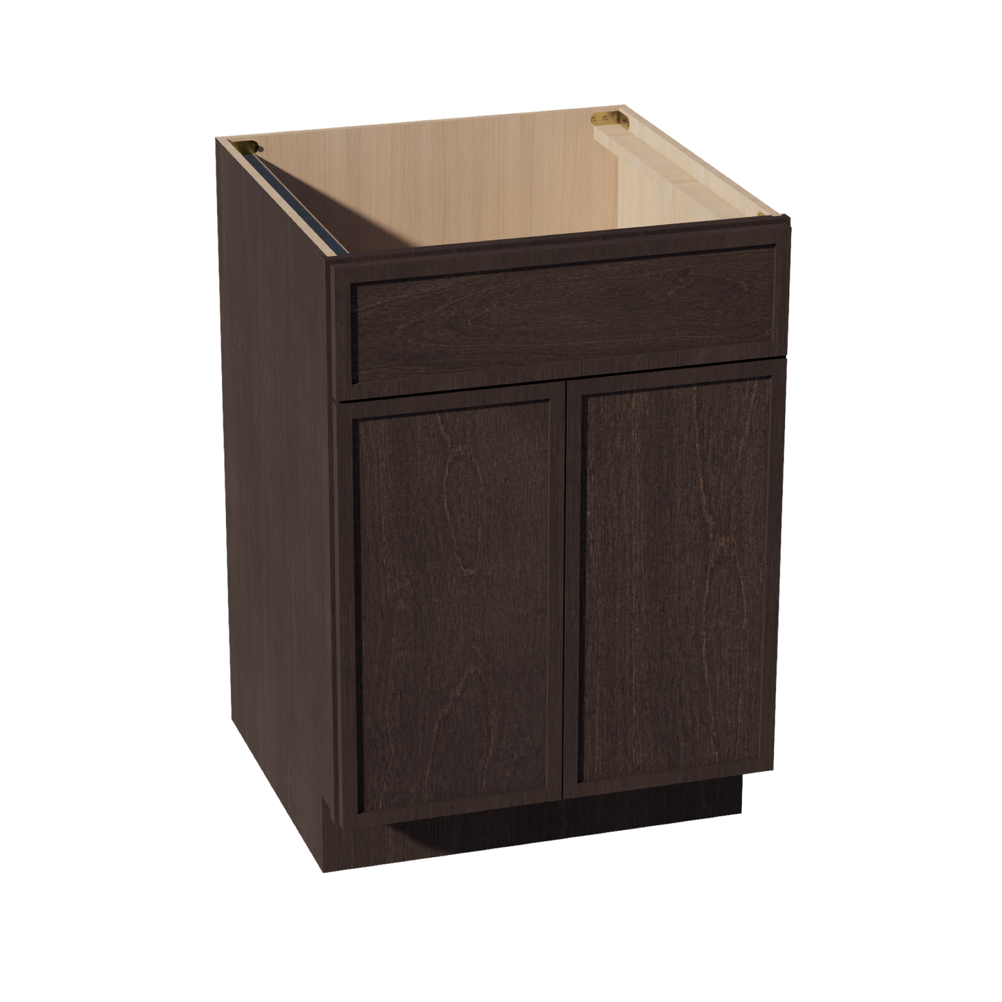 SM-SB24: Mocha Brown Slim Shaker 24" 2 Doors 1 False Drawer Sink Base Cabinet