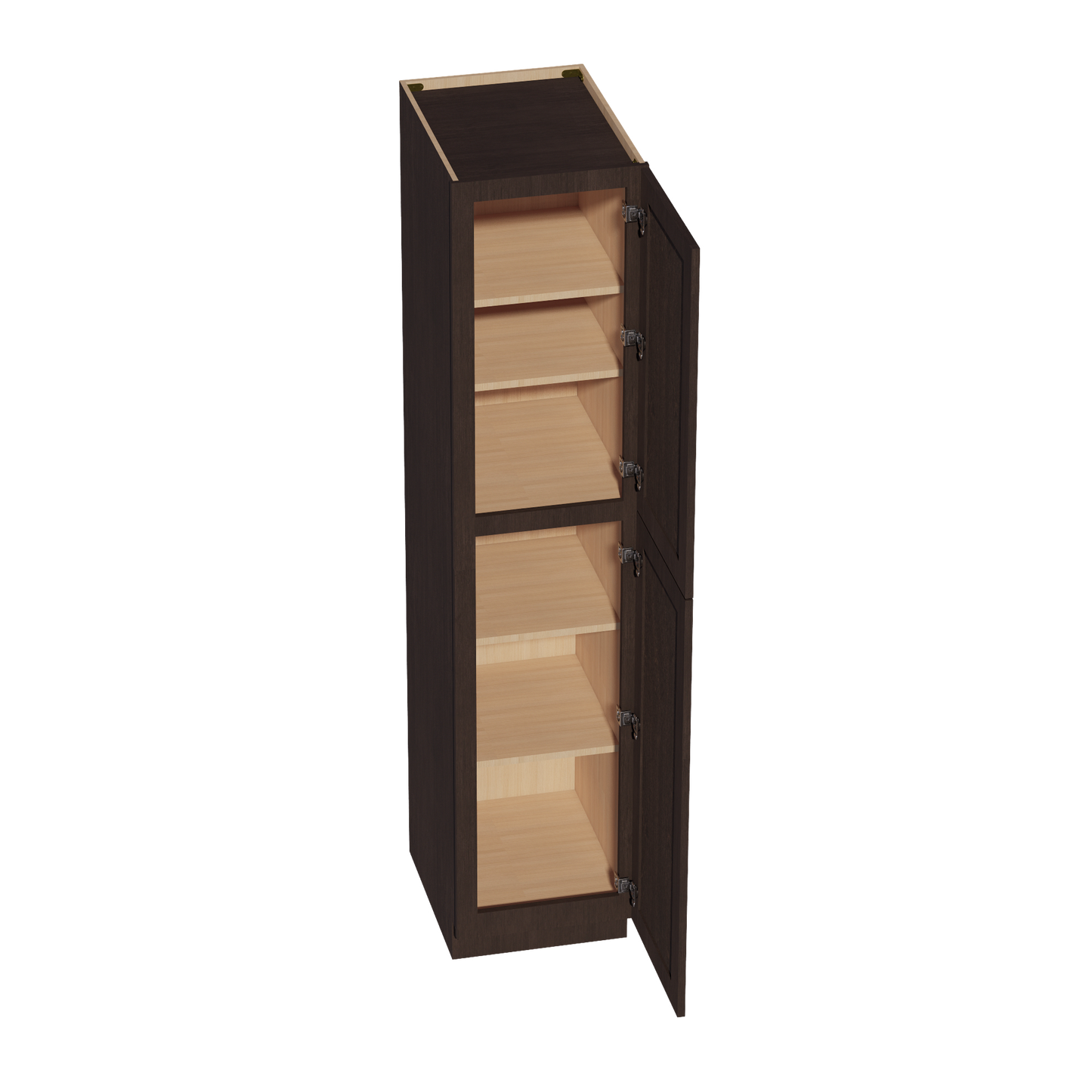 SM-TP1884: Mocha Brown Slim Shaker 18"W x 84"H x 24"D 2 Doors & 5 Shelves Tall Shelf Pantry Cabinets