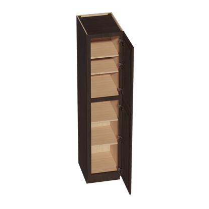 SM-TP1884: Mocha Brown Slim Shaker 18"W x 84"H x 24"D 2 Doors & 5 Shelves Tall Shelf Pantry Cabinets