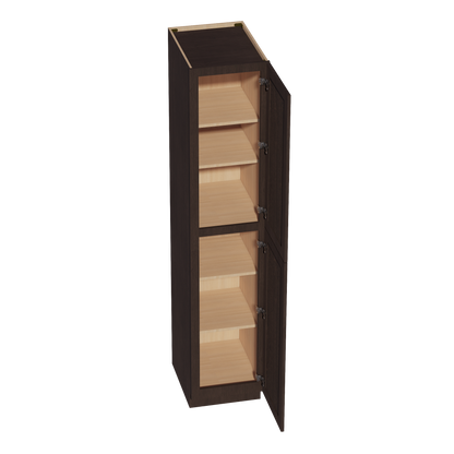 SM-TP1890: Mocha Brown Slim Shaker 18"W x 90"H x 24"D 2 Doors & 5 Shelves Tall Shelf Pantry Cabinets