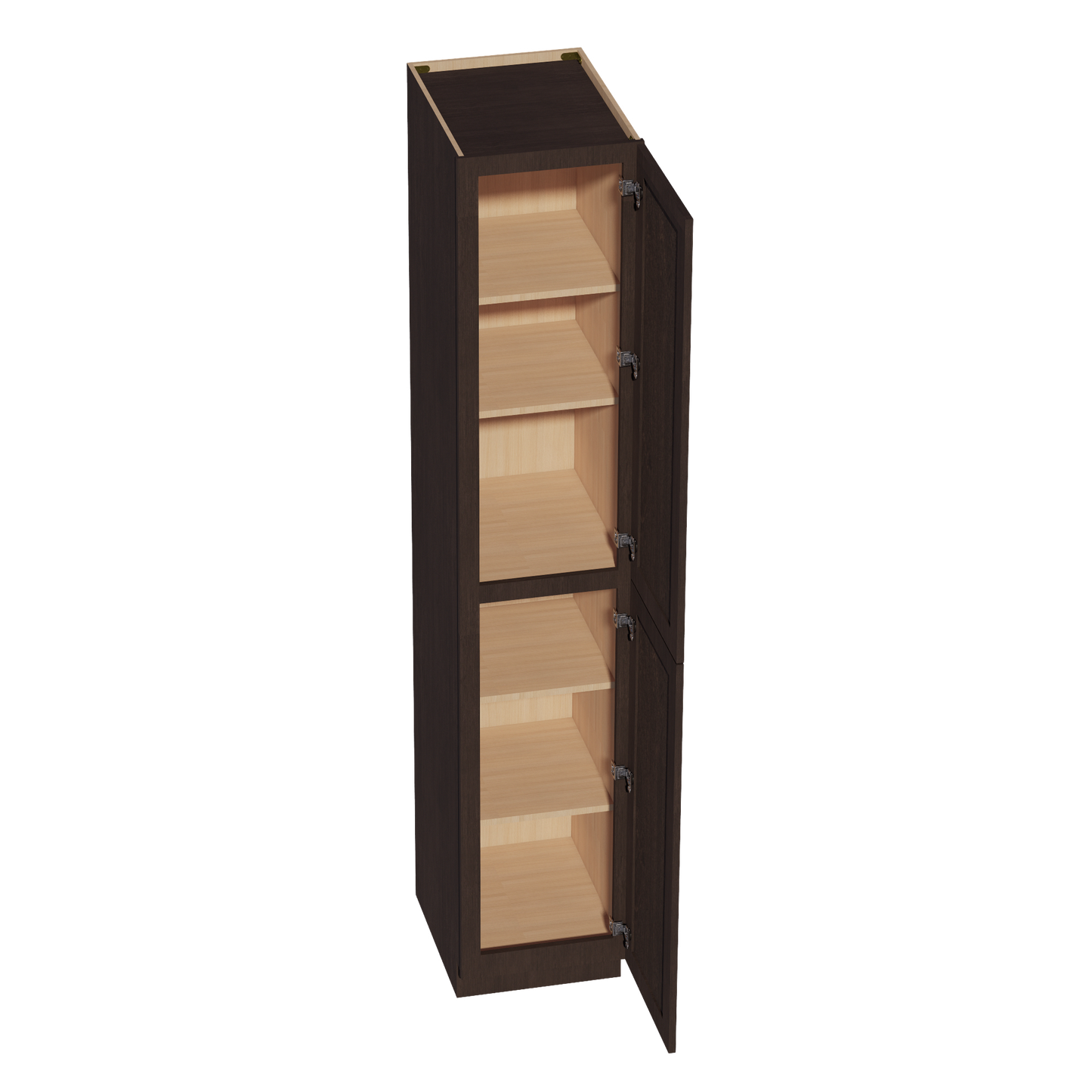 SM-TP1896: Mocha Brown Slim Shaker 18"W x 96"H x 24"D 2 Doors & 6 Shelves Tall Shelf Pantry Cabinets