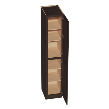 SM-TP1896: Mocha Brown Slim Shaker 18"W x 96"H x 24"D 2 Doors & 6 Shelves Tall Shelf Pantry Cabinets