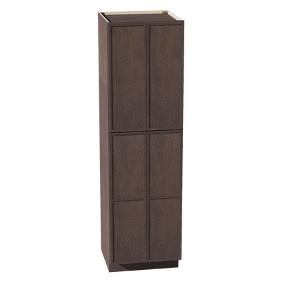 SM-TP2484: Mocha Brown Slim Shaker 24"W x 84"H x 24"D 5 Door & 5 Shelves Tall Shelf Pantry Cabinets