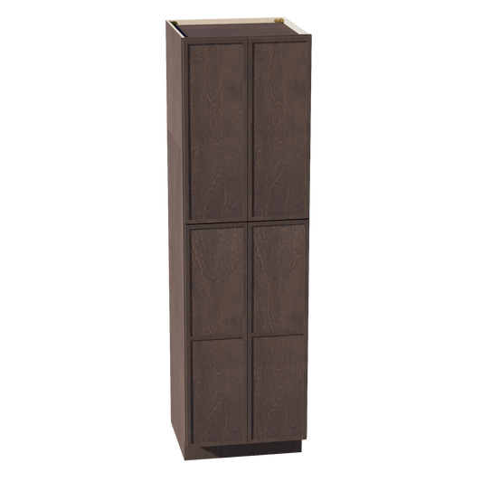 SM-TP2484: Mocha Brown Slim Shaker 24"W x 84"H x 24"D 5 Door & 5 Shelves Tall Shelf Pantry Cabinets