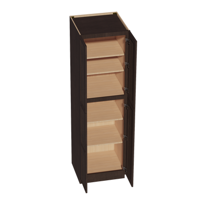 SM-TP2484: Mocha Brown Slim Shaker 24"W x 84"H x 24"D 5 Door & 5 Shelves Tall Shelf Pantry Cabinets