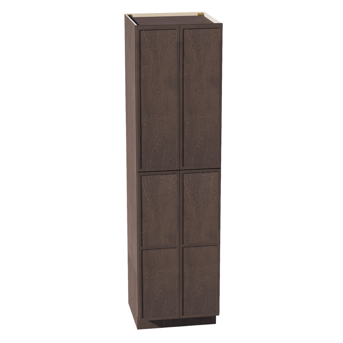 SM-TP2490: Mocha Brown Slim Shaker 24"W x 90"H x 24"D 4 Door & 5 Shelves Tall Shelf Pantry Cabinets