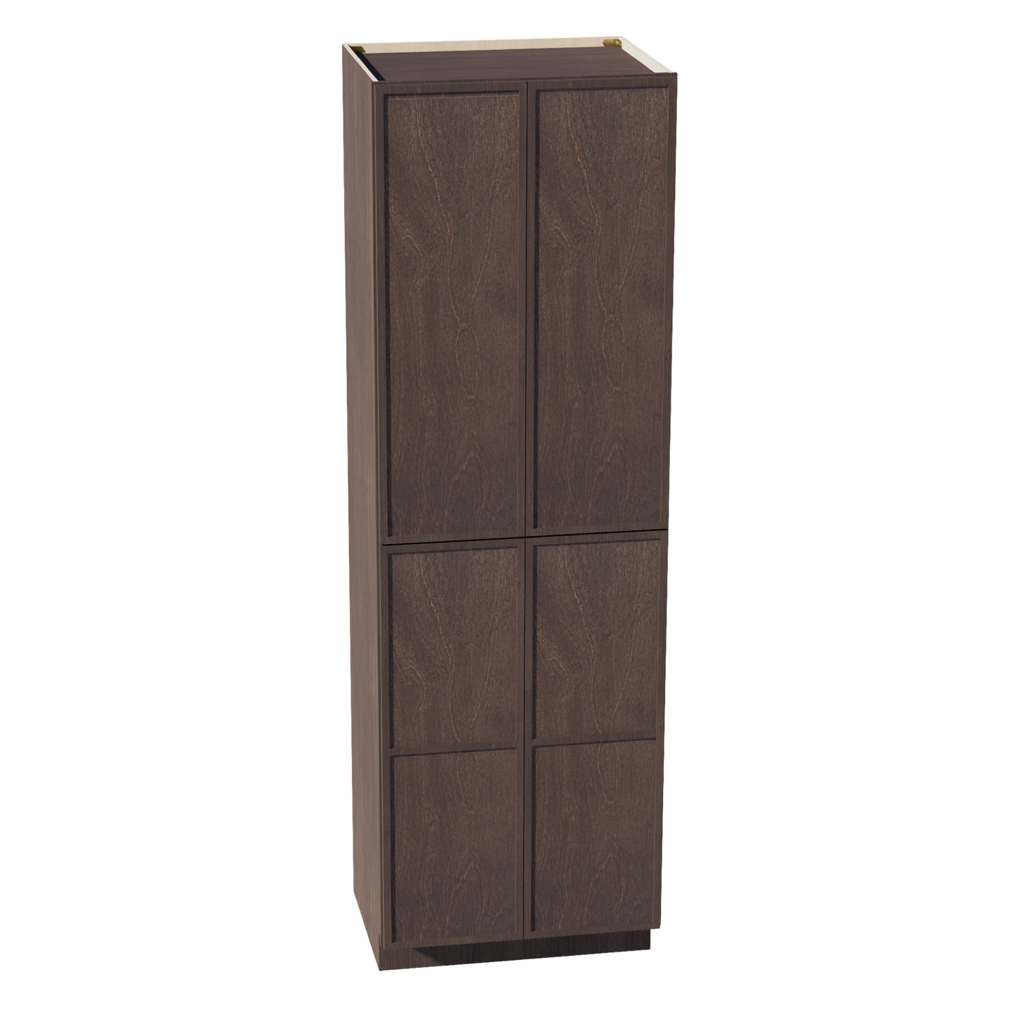 SM-TP2496: Mocha Brown Slim Shaker 24"W x 96"H x 24"D 4 Door & 6 Shelves Tall Shelf Pantry Cabinets