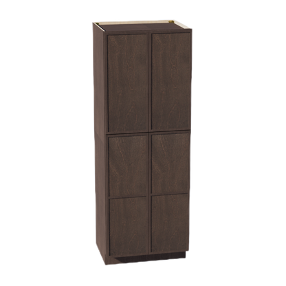 SM-TP3084: Mocha Brown Slim Shaker 30"W x 84"H x 24"D 4 Door & 5 Shelves Tall Shelf Pantry Cabinets