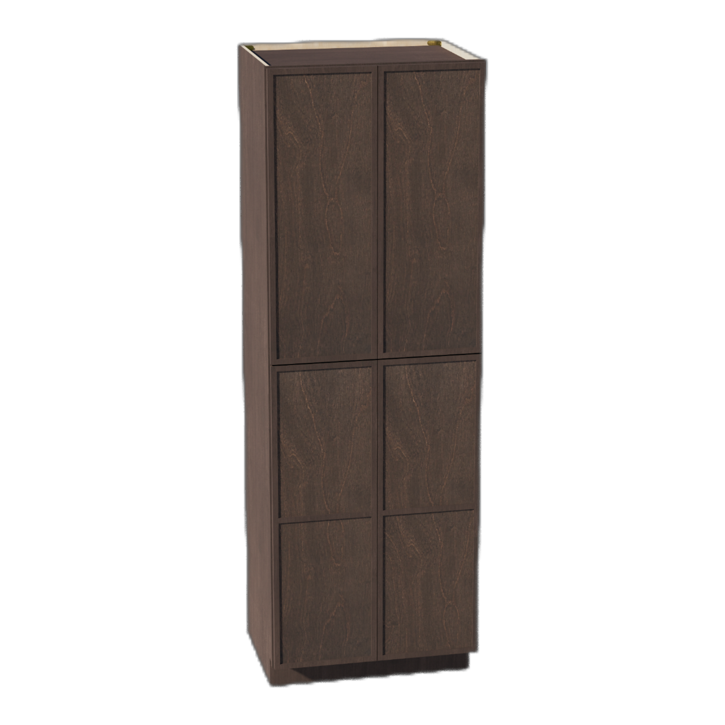 SM-TP3090: Mocha Brown Slim Shaker 30"W x 90"H x 24"D 4 Door & 5 Shelves Tall Shelf Pantry Cabinets