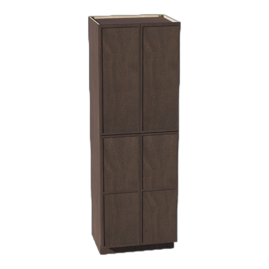 SM-TP3090: Mocha Brown Slim Shaker 30"W x 90"H x 24"D 4 Door & 5 Shelves Tall Shelf Pantry Cabinets