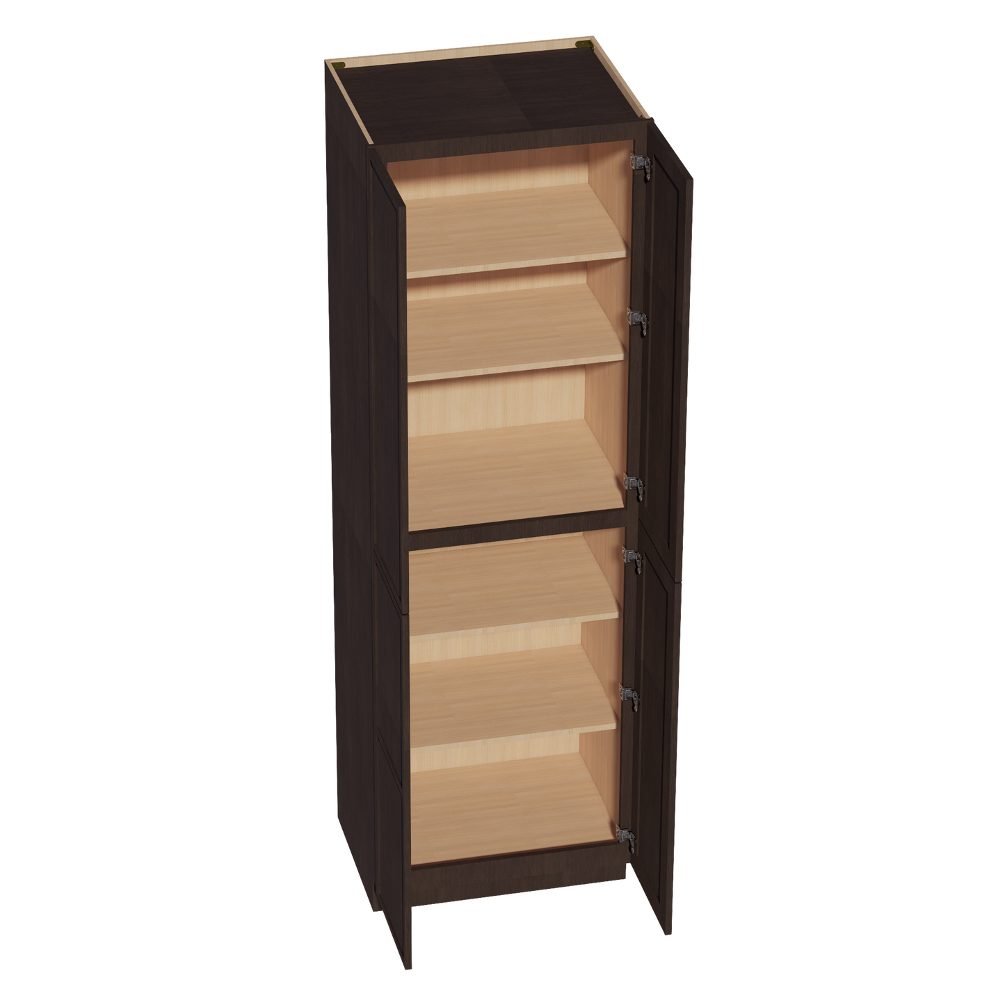 SM-TP3096: Mocha Brown Slim Shaker 30"W x 96"H x 24"D 2 Doors & 6 Shelves Tall Shelf Pantry Cabinets