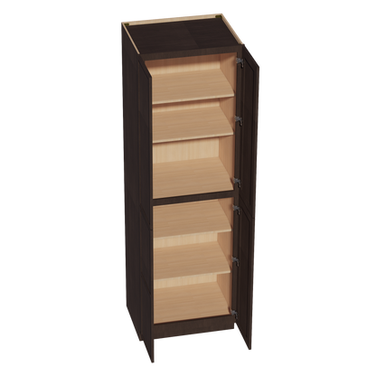 SM-TP3096: Mocha Brown Slim Shaker 30"W x 96"H x 24"D 2 Doors & 6 Shelves Tall Shelf Pantry Cabinets