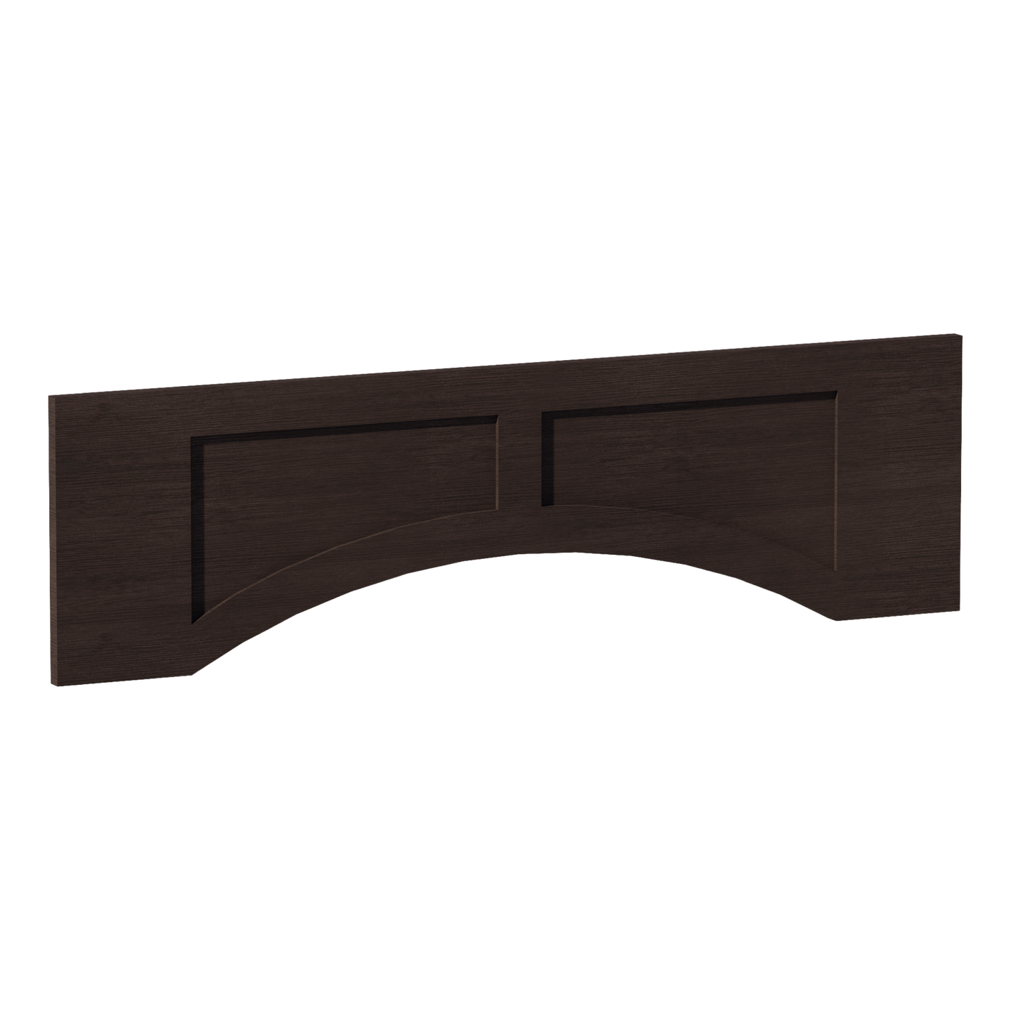 SM-VARP42: Mocha Brown Slim Shaker 42"W x 12"H x 3/4"D Arched Valance with Raised Panel