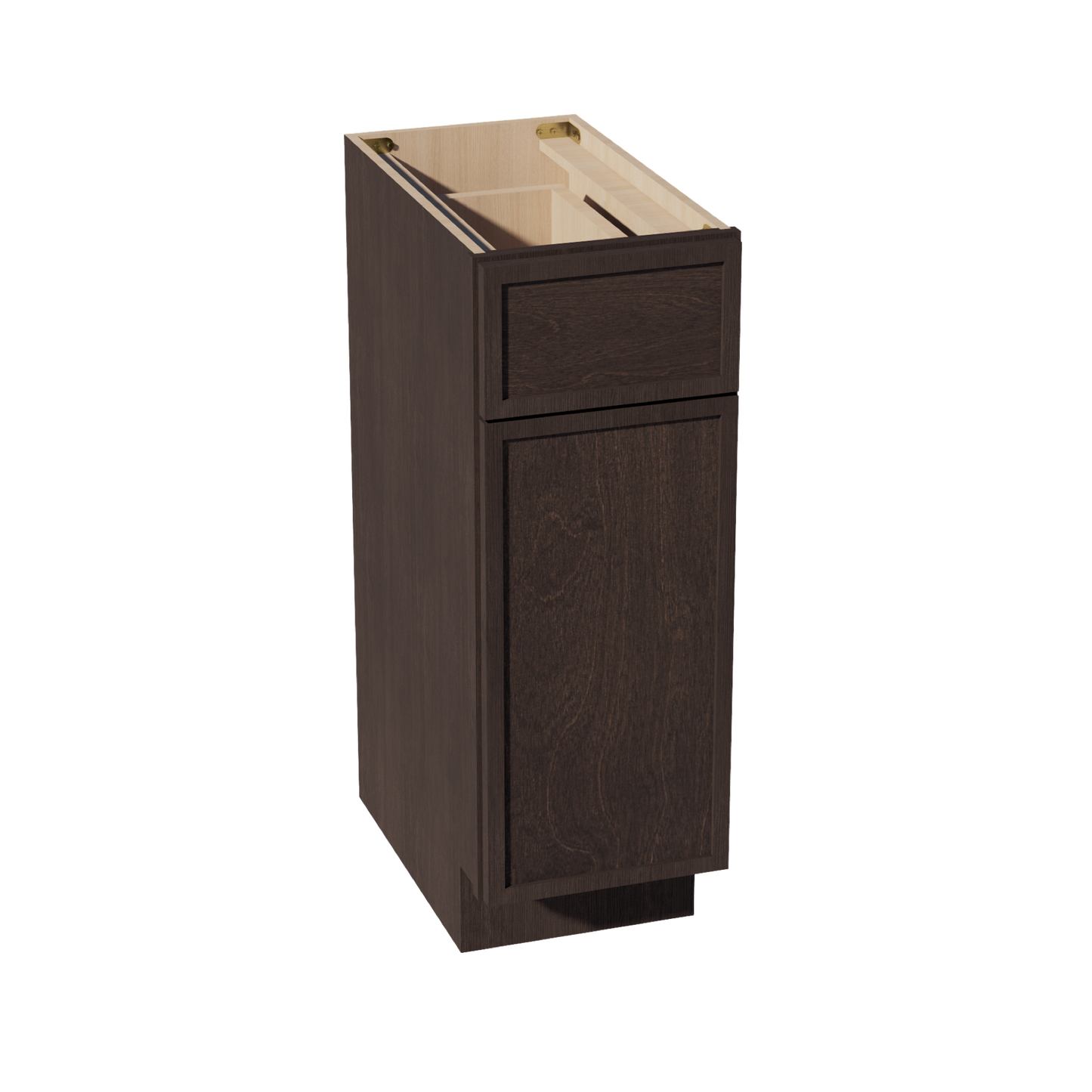 SM-VB1221: Mocha Brown Slim Shaker 12"W x 34-1/2"H x 21"D 1 Door & 1 Drawer Single Door Vanity Base Cabinets